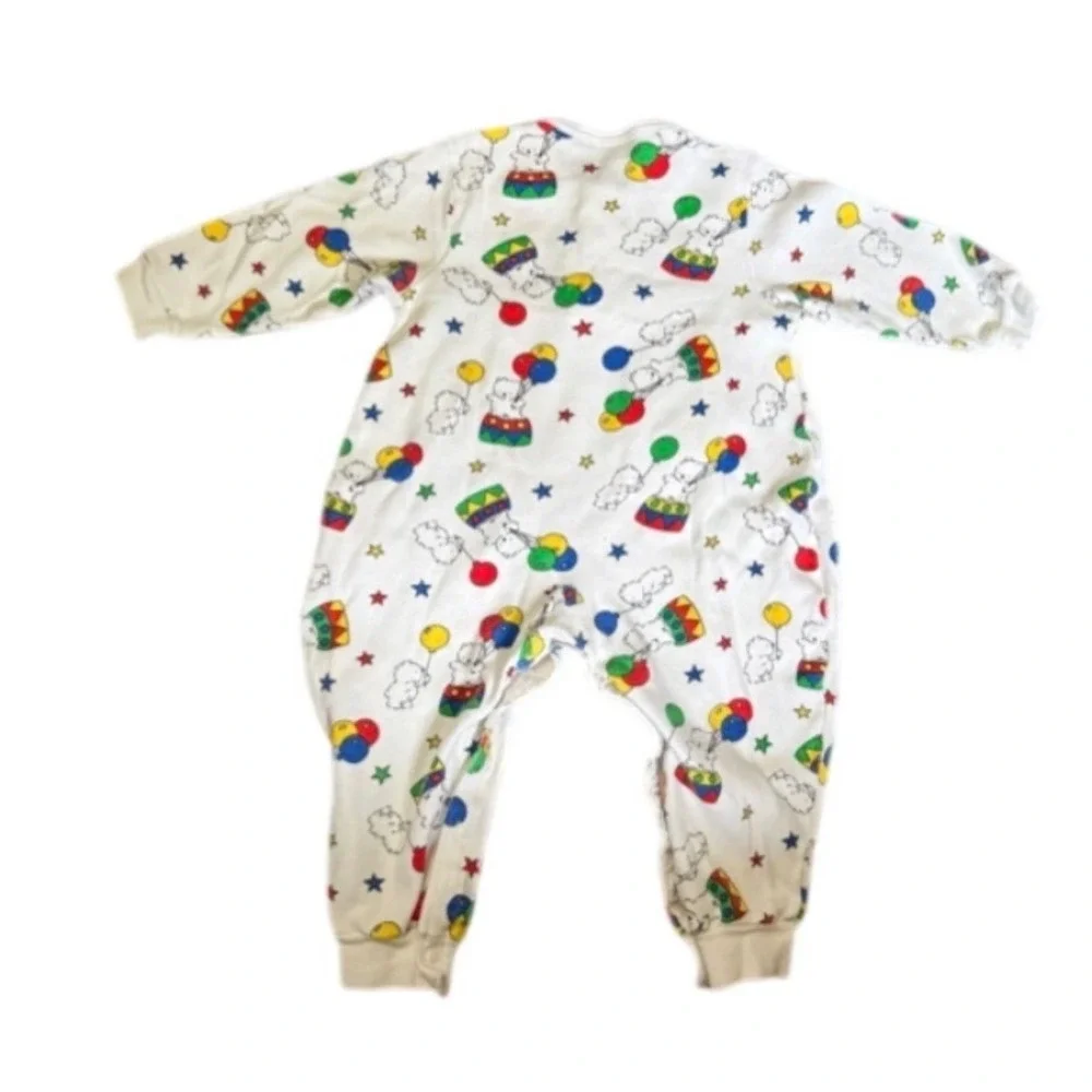 Vintage Carters Baby Bear Balloon Sleeper Romper White 6-9 Months USA Made